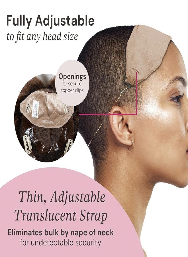 MILANO COLLECTION Glueless Top Grip for Hair Topper & Wiglets, Adjustable Translucent Strap with Side Openings, Top Headband for Your Wig or Topper, Includes Clips, Beige, Medium - Image 3